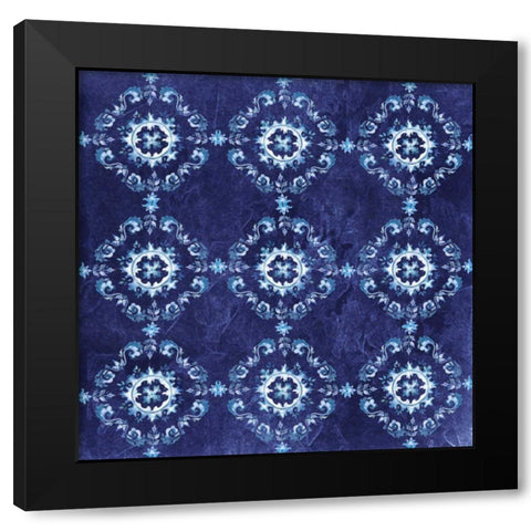 Artisan Medallions Indigo I Black Modern Wood Framed Art Print with Double Matting by Tre Sorelle Studios