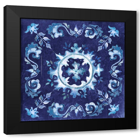 Artisan Medallions Indigo II Black Modern Wood Framed Art Print with Double Matting by Tre Sorelle Studios