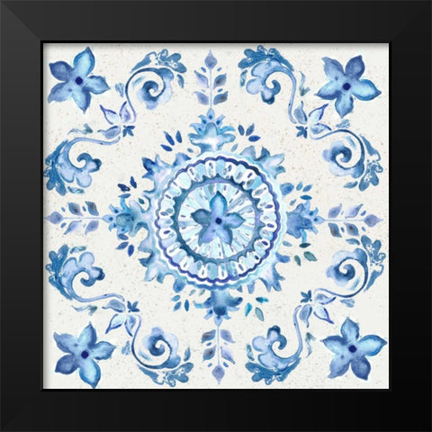 Artisan Medallions White/Blue II Black Modern Wood Framed Art Print by Tre Sorelle Studios