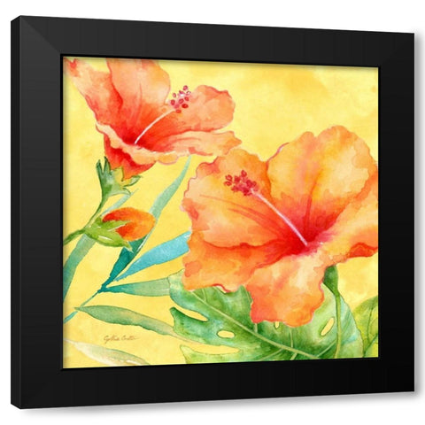 Tropical Paradise Brights II Black Modern Wood Framed Art Print with Double Matting by Coulter, Cynthia