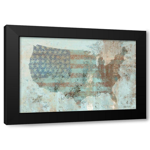 Vintage USA Map Black Modern Wood Framed Art Print by Cusson, Marie Elaine
