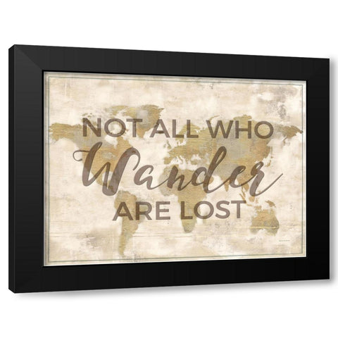 Rustic World Map Cream-Wander Black Modern Wood Framed Art Print by Cusson, Marie Elaine