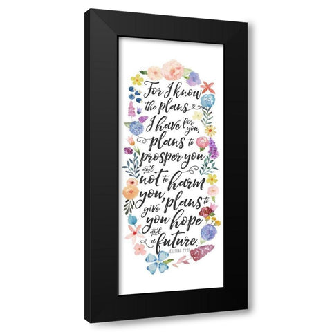 Floral Bible Verse Panel I Black Modern Wood Framed Art Print with Double Matting by Noonday Design