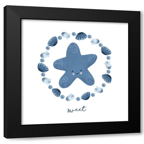 Ocean Friends III Black Modern Wood Framed Art Print with Double Matting by Noonday Design