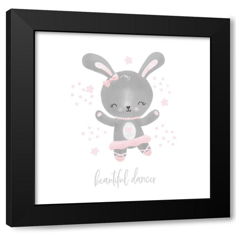 Ballerina Bunny I Black Modern Wood Framed Art Print by Noonday Design