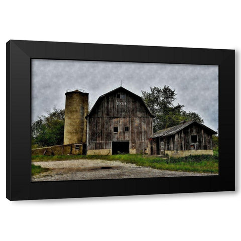 The Old Barn and Silo Black Modern Wood Framed Art Print with Double Matting by Romita, Denise