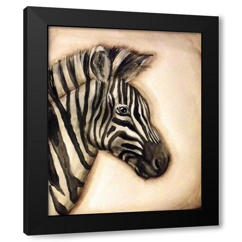 Zebra Portrait Black Modern Wood Framed Art Print with Double Matting by Tre Sorelle Studios