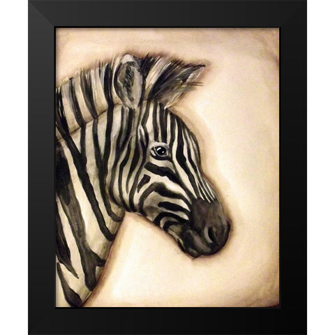 Zebra Portrait Black Modern Wood Framed Art Print by Tre Sorelle Studios