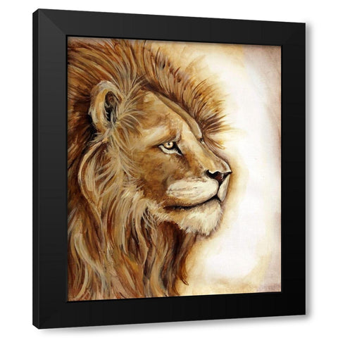 Lion Portrait Black Modern Wood Framed Art Print with Double Matting by Tre Sorelle Studios