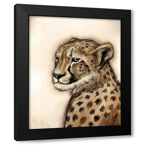 Cheetah Portrait Black Modern Wood Framed Art Print with Double Matting by Tre Sorelle Studios