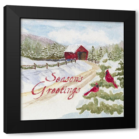 Christmas in the Country II Seasons Greetings Black Modern Wood Framed Art Print by Reed, Tara