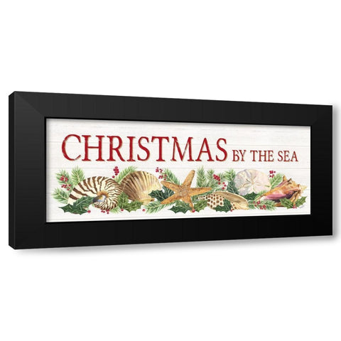 Christmas By the Sea Panel sign Black Modern Wood Framed Art Print with Double Matting by Reed, Tara