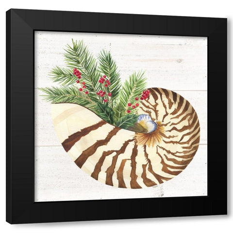 Christmas by the Sea Nautilus square Black Modern Wood Framed Art Print with Double Matting by Reed, Tara