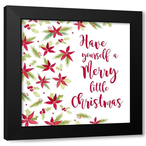 Be Joyful Merry Little Christmas Black Modern Wood Framed Art Print by Reed, Tara