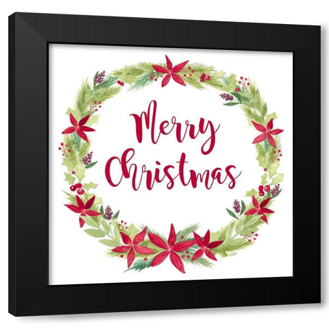 Be Joyful Merry Christmas Black Modern Wood Framed Art Print with Double Matting by Reed, Tara