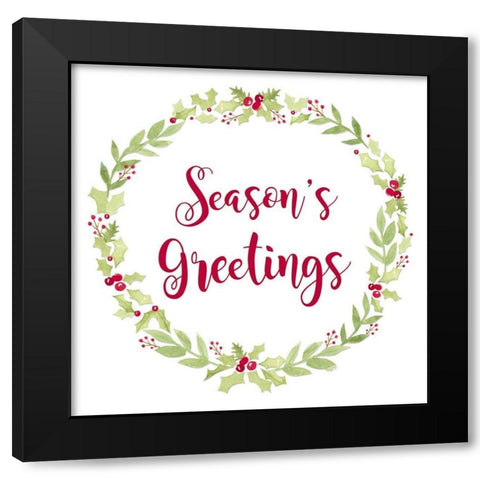 Be Joyful Seasons Greetings Black Modern Wood Framed Art Print with Double Matting by Reed, Tara