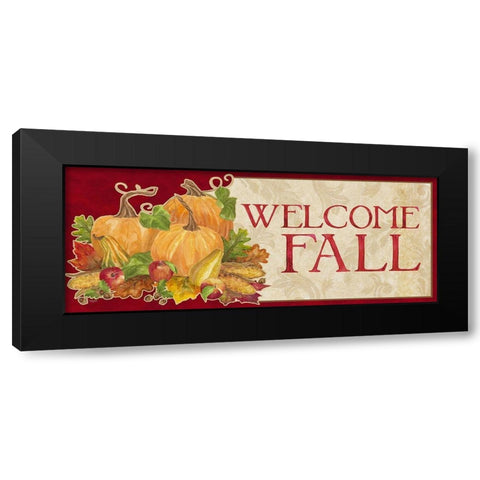 Fall Harvest Welcome Fall sign Black Modern Wood Framed Art Print with Double Matting by Reed, Tara