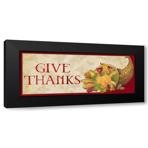 Fall Harvest Give Thanks sign Black Modern Wood Framed Art Print by Reed, Tara