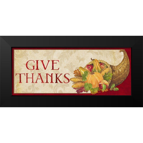 Fall Harvest Give Thanks sign Black Modern Wood Framed Art Print by Reed, Tara