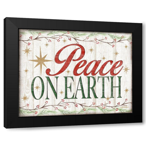 Peace on Earth Woodgrain sign Black Modern Wood Framed Art Print by Killeen, Jen