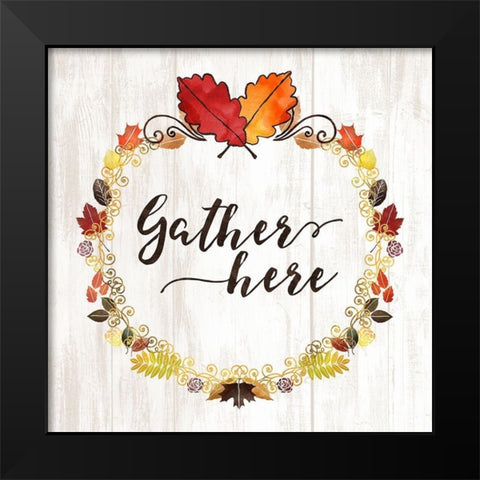 Pumpkin Spice Gather Here Black Modern Wood Framed Art Print by Noonday Designs
