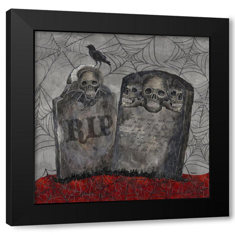 Something Wicked Tombstones Black Modern Wood Framed Art Print with Double Matting by Reed, Tara