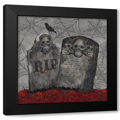 Something Wicked Tombstones Black Modern Wood Framed Art Print by Reed, Tara