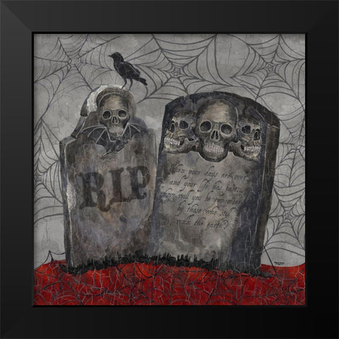 Something Wicked Tombstones Black Modern Wood Framed Art Print by Reed, Tara