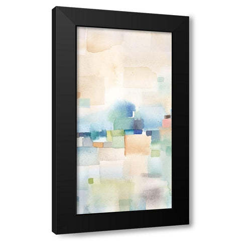Teal Abstract Panel II Black Modern Wood Framed Art Print with Double Matting by Coulter, Cynthia