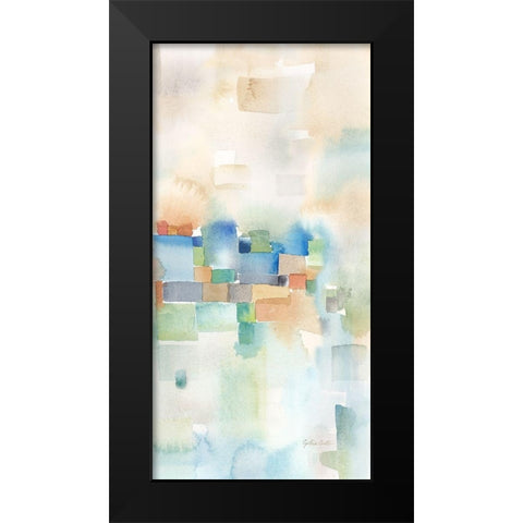 Teal Abstract Panel III Black Modern Wood Framed Art Print by Coulter, Cynthia