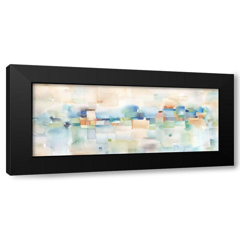 Teal Abstract Horizontal Black Modern Wood Framed Art Print with Double Matting by Coulter, Cynthia