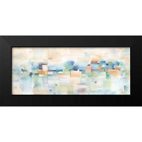 Teal Abstract Horizontal Black Modern Wood Framed Art Print by Coulter, Cynthia