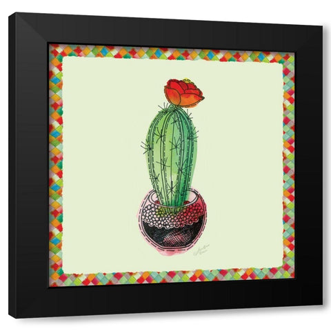 Rainbow Cactus I Black Modern Wood Framed Art Print with Double Matting by Cusson, Marie Elaine