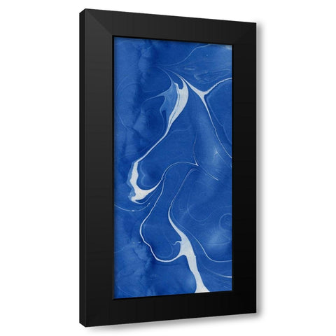 Blue Marble Panel Trio I Black Modern Wood Framed Art Print by Green, Nancy