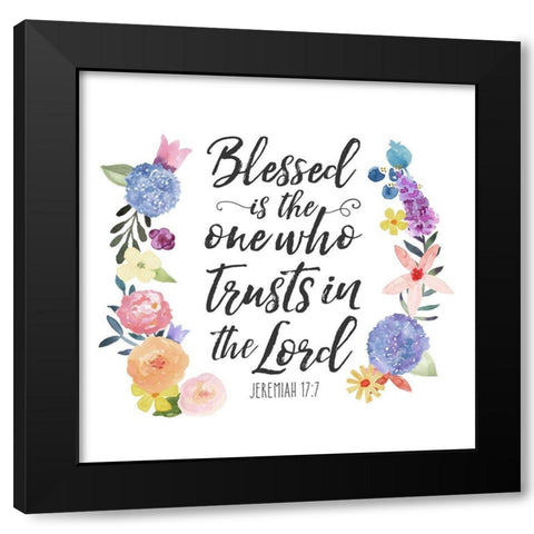 Floral Bible Verse I Black Modern Wood Framed Art Print with Double Matting by Noonday Design
