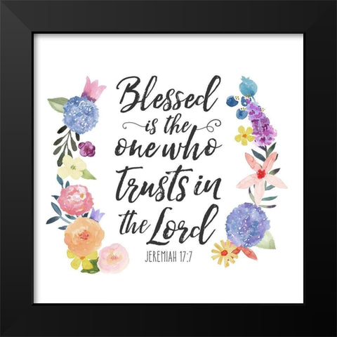 Floral Bible Verse I Black Modern Wood Framed Art Print by Noonday Design