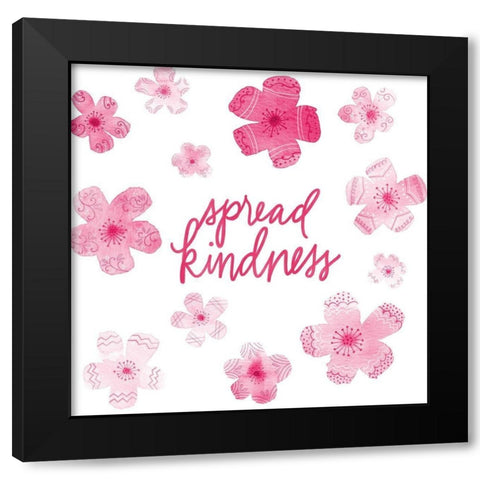 Cascading Blossoms Kindness Peace I Black Modern Wood Framed Art Print with Double Matting by Noonday Design