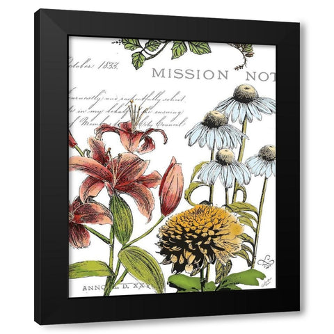 Botanical Postcard Color II Black Modern Wood Framed Art Print with Double Matting by Cusson, Marie Elaine