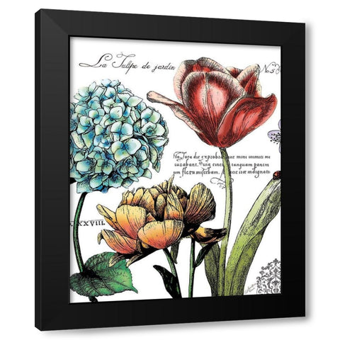Botanical Postcard Color IV Black Modern Wood Framed Art Print with Double Matting by Cusson, Marie Elaine