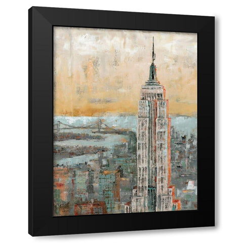 Empire State Building Abstract Black Modern Wood Framed Art Print with Double Matting by Cusson, Marie Elaine