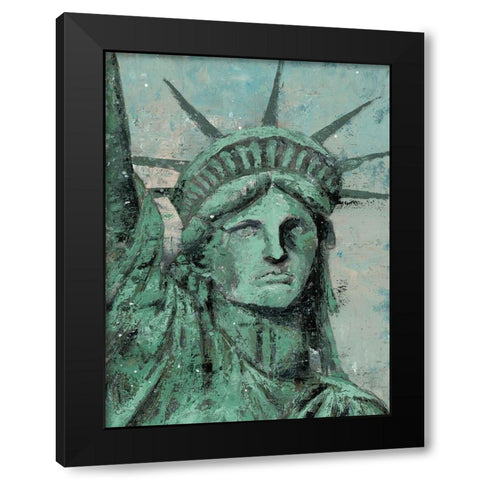 Statue Of Liberty Portrait Black Modern Wood Framed Art Print by Cusson, Marie Elaine