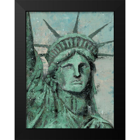 Statue Of Liberty Portrait Black Modern Wood Framed Art Print by Cusson, Marie Elaine