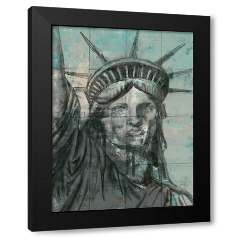 Statue Of Liberty Charcoal Black Modern Wood Framed Art Print with Double Matting by Cusson, Marie Elaine