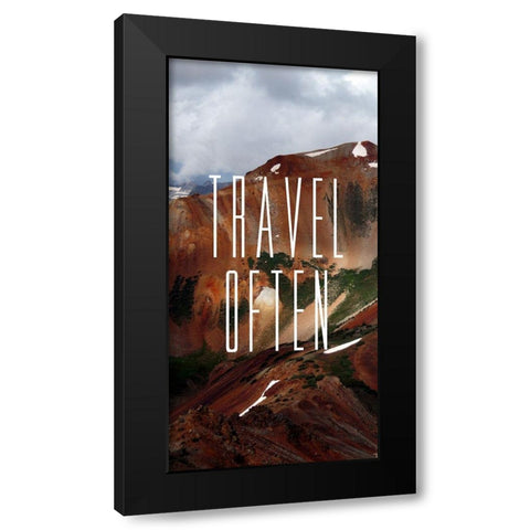 Travel Often Panel A Black Modern Wood Framed Art Print with Double Matting by Tyrrell, Lu Anne