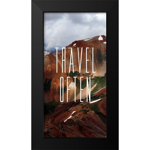 Travel Often Panel A Black Modern Wood Framed Art Print by Tyrrell, Lu Anne