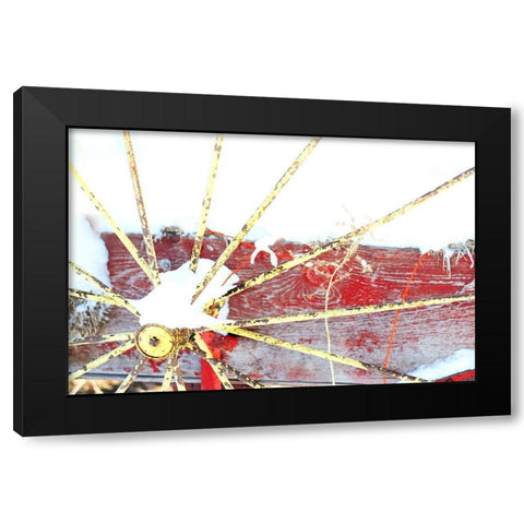 Winter Wagon Black Modern Wood Framed Art Print with Double Matting by Tyrrell, Lu Anne