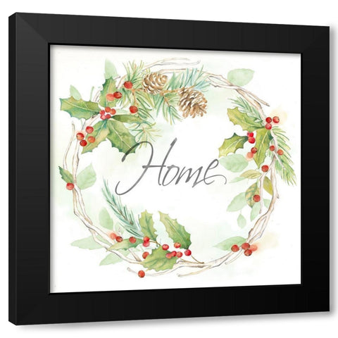 Holiday Wreath Home Black Modern Wood Framed Art Print by Coulter, Cynthia