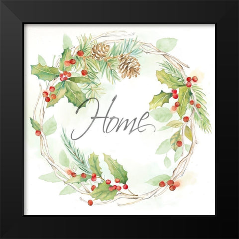 Holiday Wreath Home Black Modern Wood Framed Art Print by Coulter, Cynthia