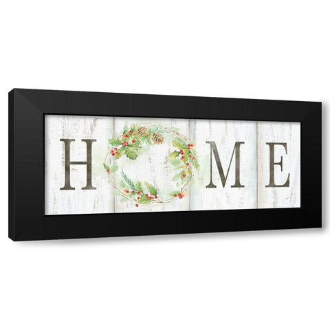 Holiday Wreath Home Sign Black Modern Wood Framed Art Print by Coulter, Cynthia