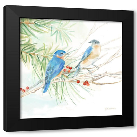 Winter Birds III Bluebirds Black Modern Wood Framed Art Print by Coulter, Cynthia